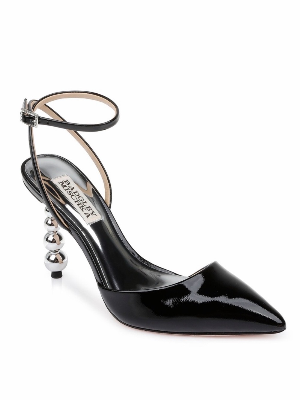 Badgley Mischka Women's Indie Ii Pump Black Patent Slingback Beaded Heel